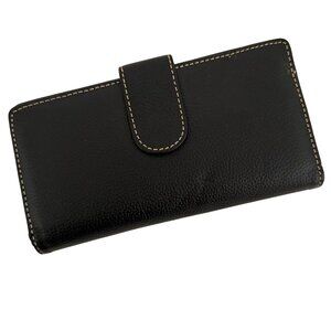 Mundi Black Genuine Leather Wallet Clutch Organizer Coin Pocket Card Slots